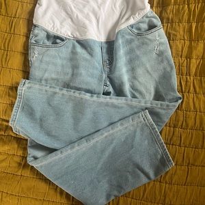 Hatch maternity over the bump cropped jean in light wash size 27